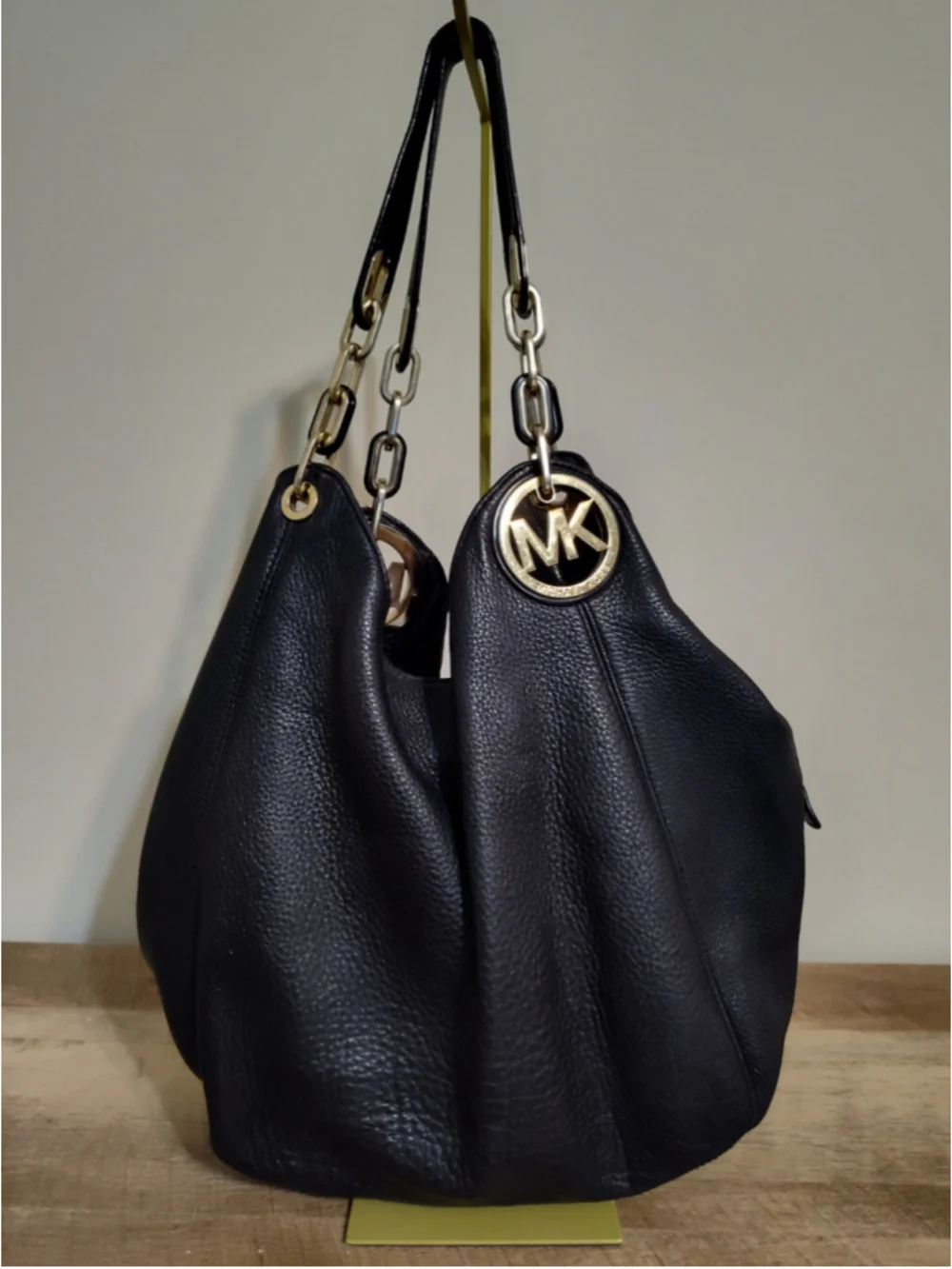 Women's Michael Kors Black Gold Hobo Bag One Size